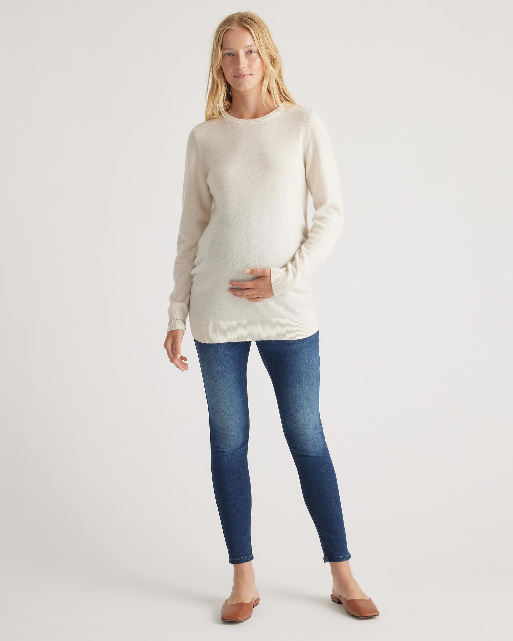 Quince | Women's Mongolian Cashmere Maternity Crewneck Sweater Product Image