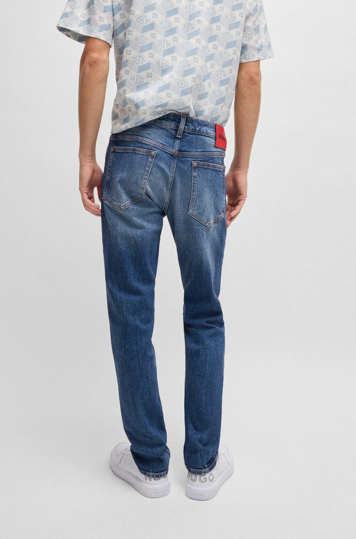 Slim-fit jeans in dark-blue comfort-stretch denim Product Image