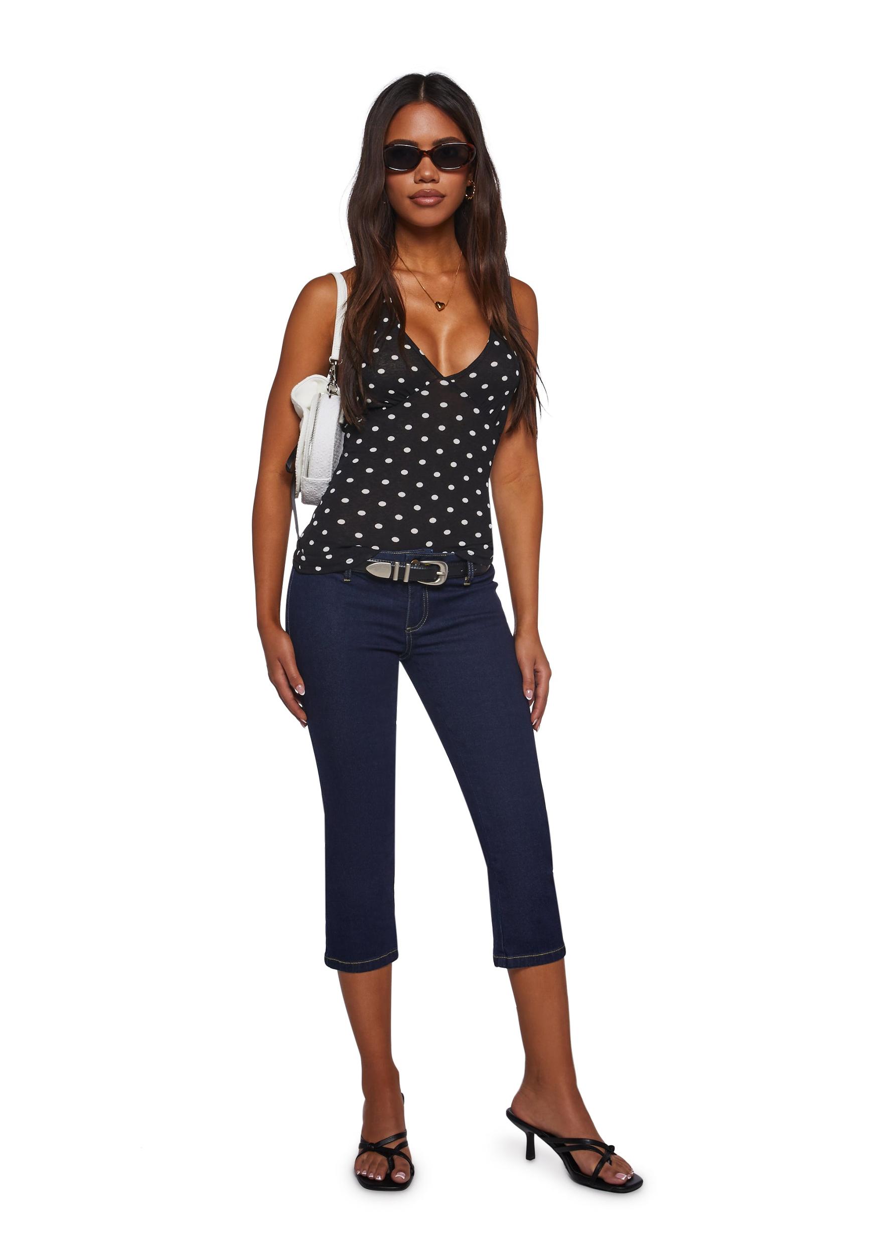 Womens Sexy Polka Dot Halter Top - Black Product Image