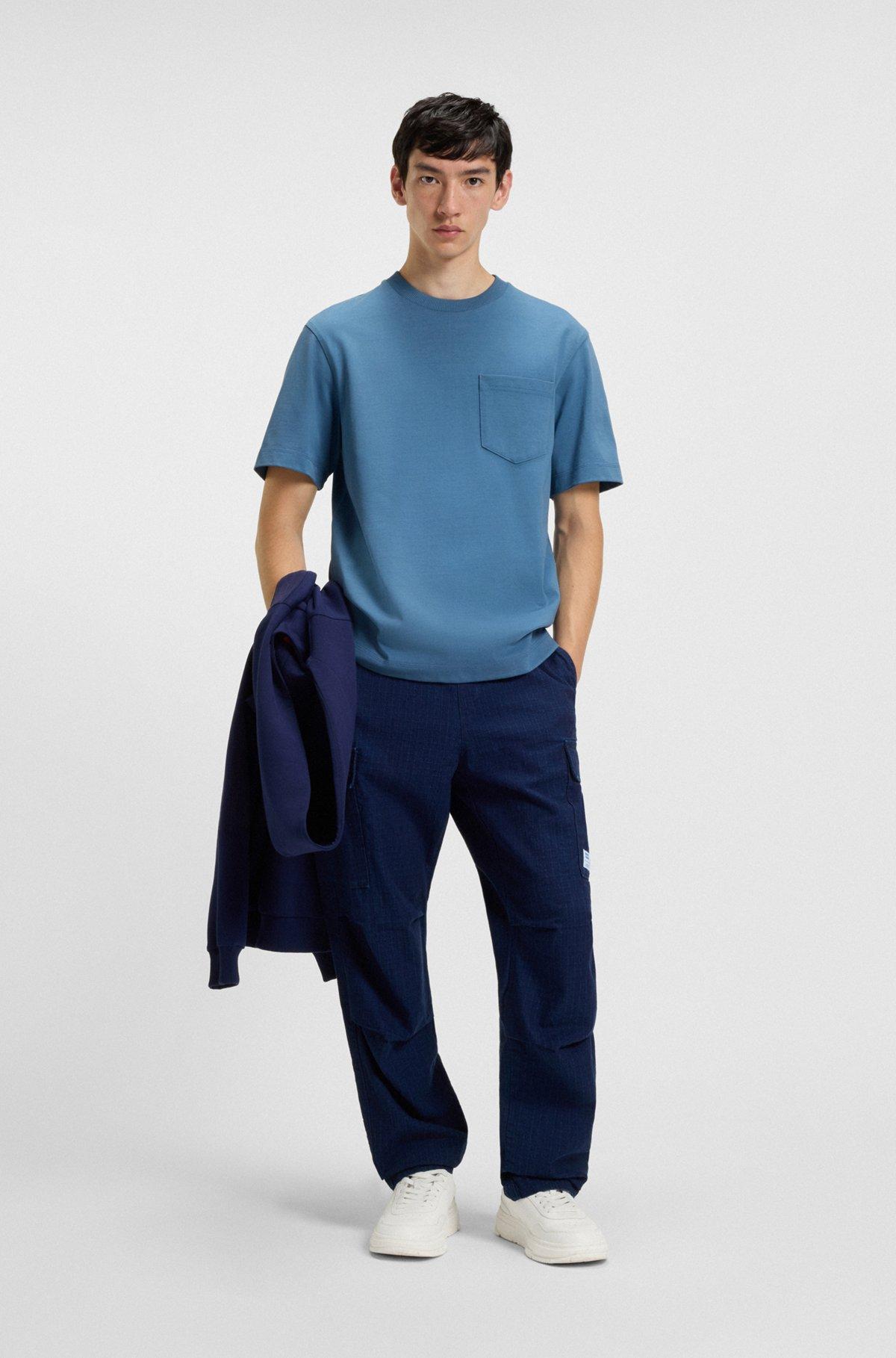 Cotton-jersey T-shirt with patch pocket and logo label Product Image