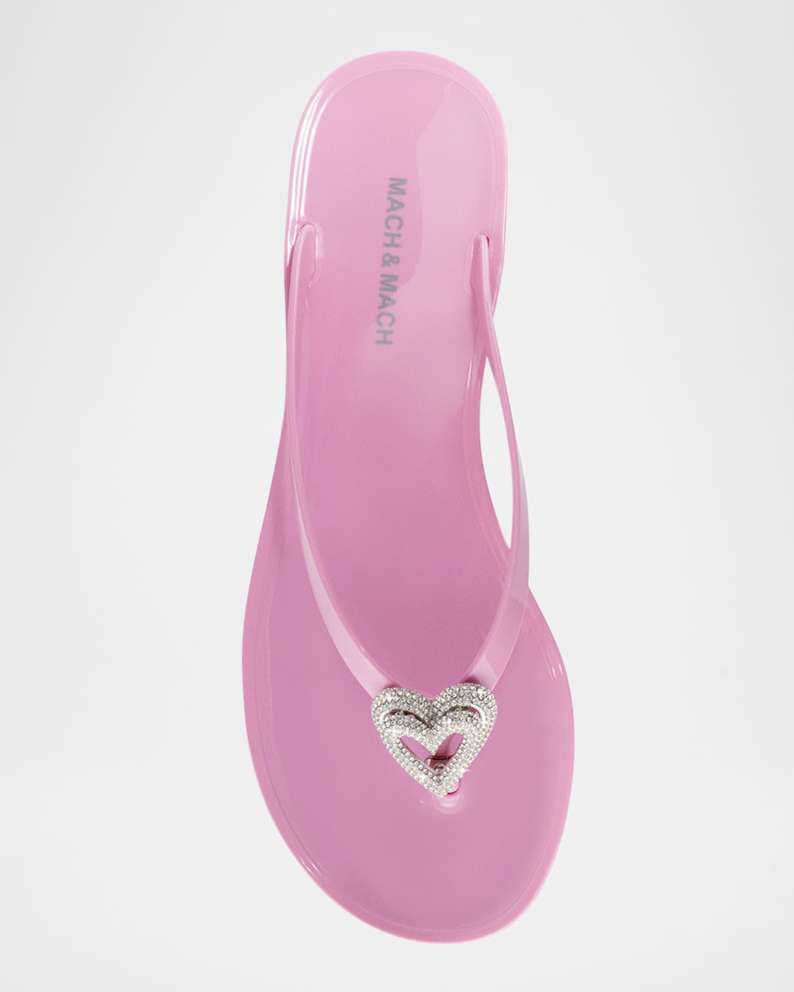 Double Heart Rubber Thong Sandals Product Image