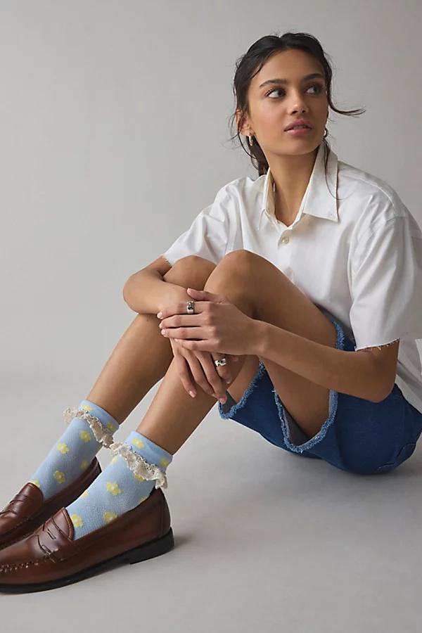 Printed Ruffle Foldover Sock Womens at Urban Outfitters Product Image
