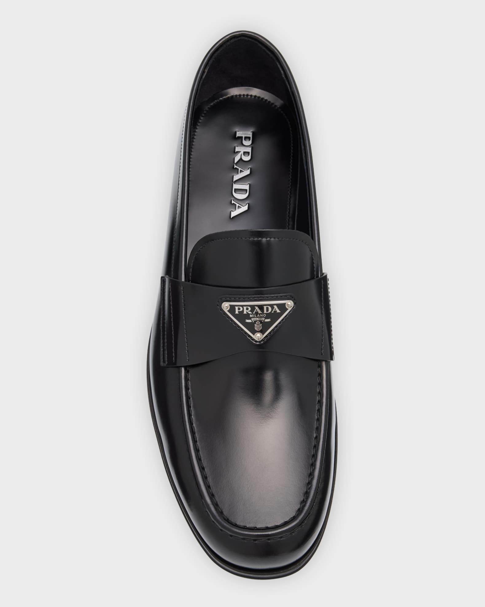 Men's Enameled Logo Leather Penny Loafers Product Image
