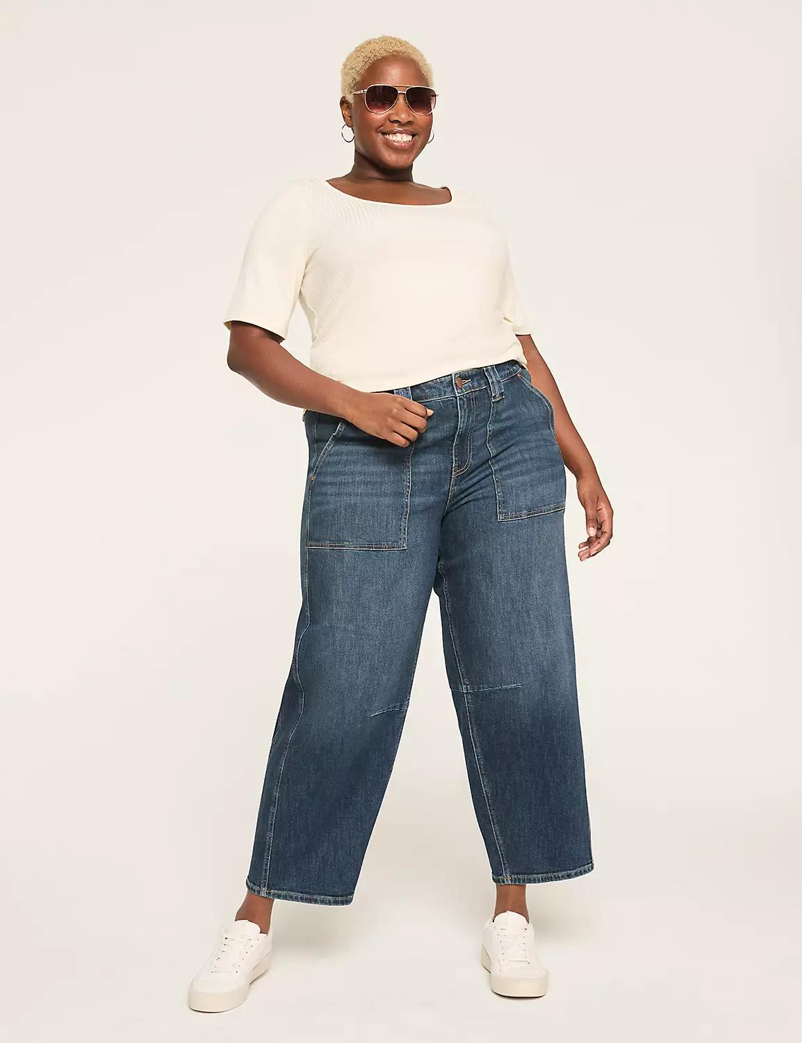 High-Rise Patch-Pocket Barrel Jean Product Image