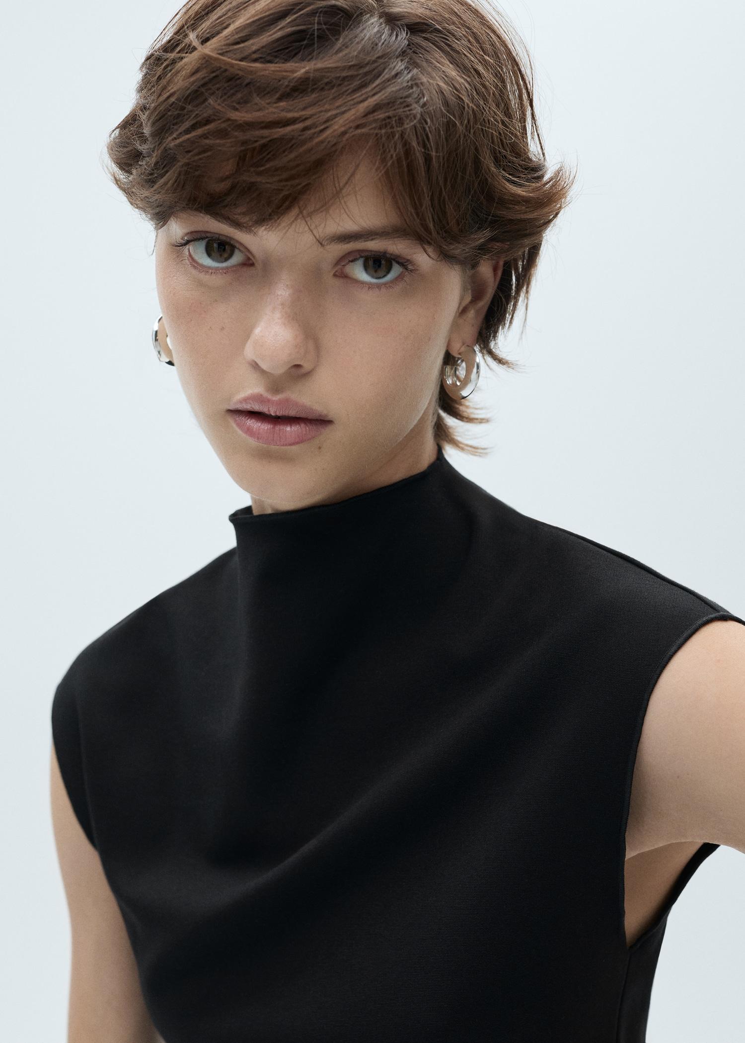 Perkins-neck knitted dress - Women | MANGO USA Product Image