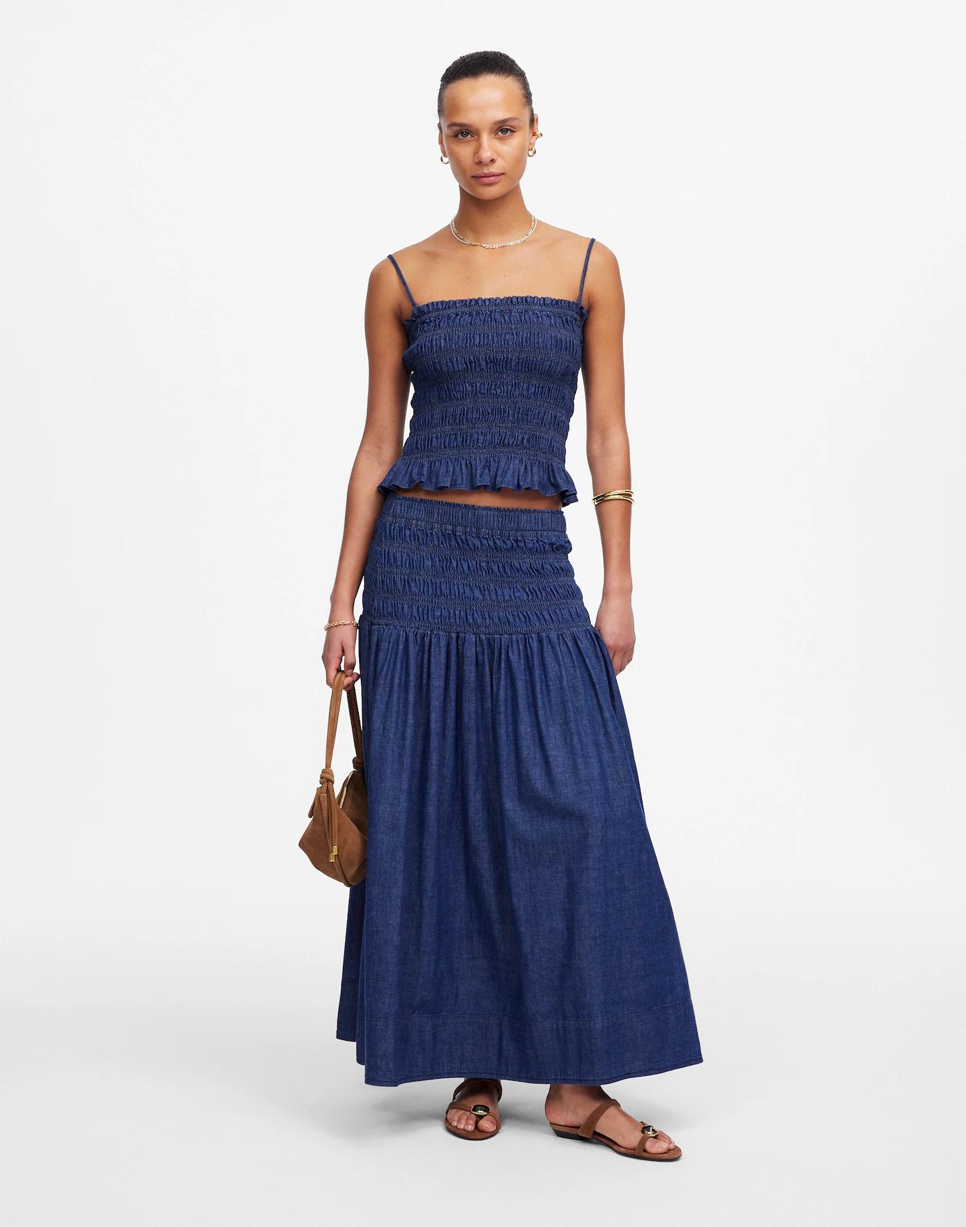 Denim Smocked Tank Product Image