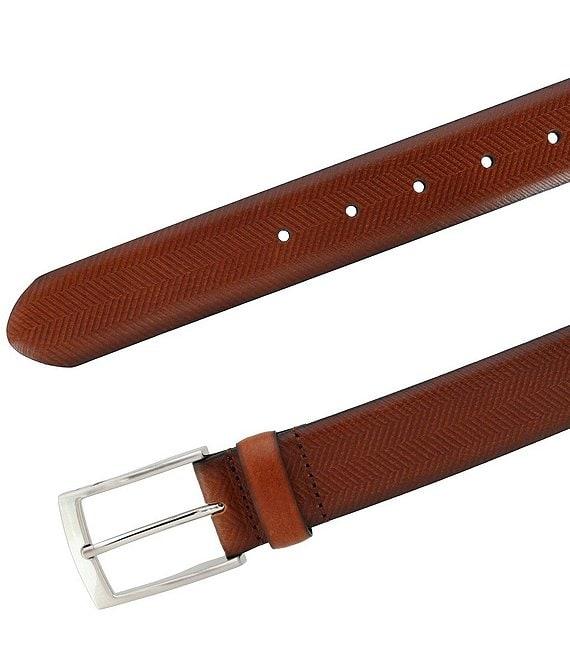 Trafalgar Gregorio Herringbone Embossed Feather Edged Leather Belt Product Image