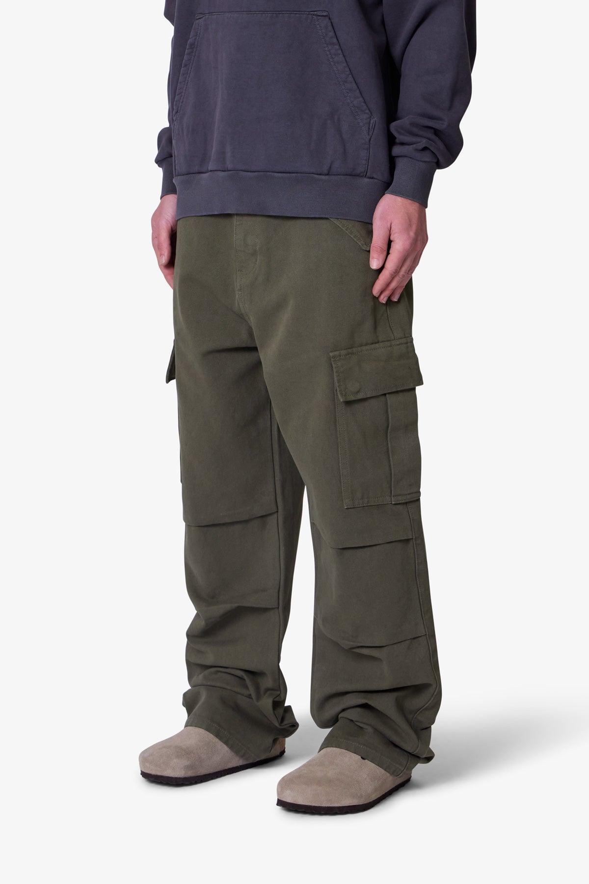 Ultra Baggy Denim Cargo Pants - Olive Product Image