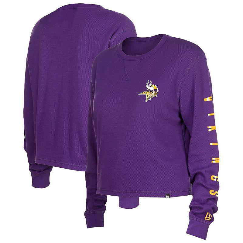 Women's New Era Purple Minnesota Vikings Thermal Crop Long Sleeve T-Shirt,  Product Image