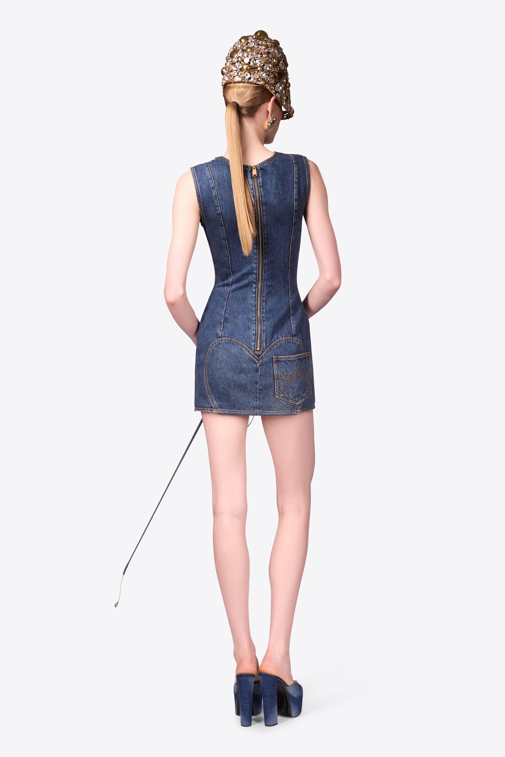 Crystal Button Studded Slit Mini Dress Product Image