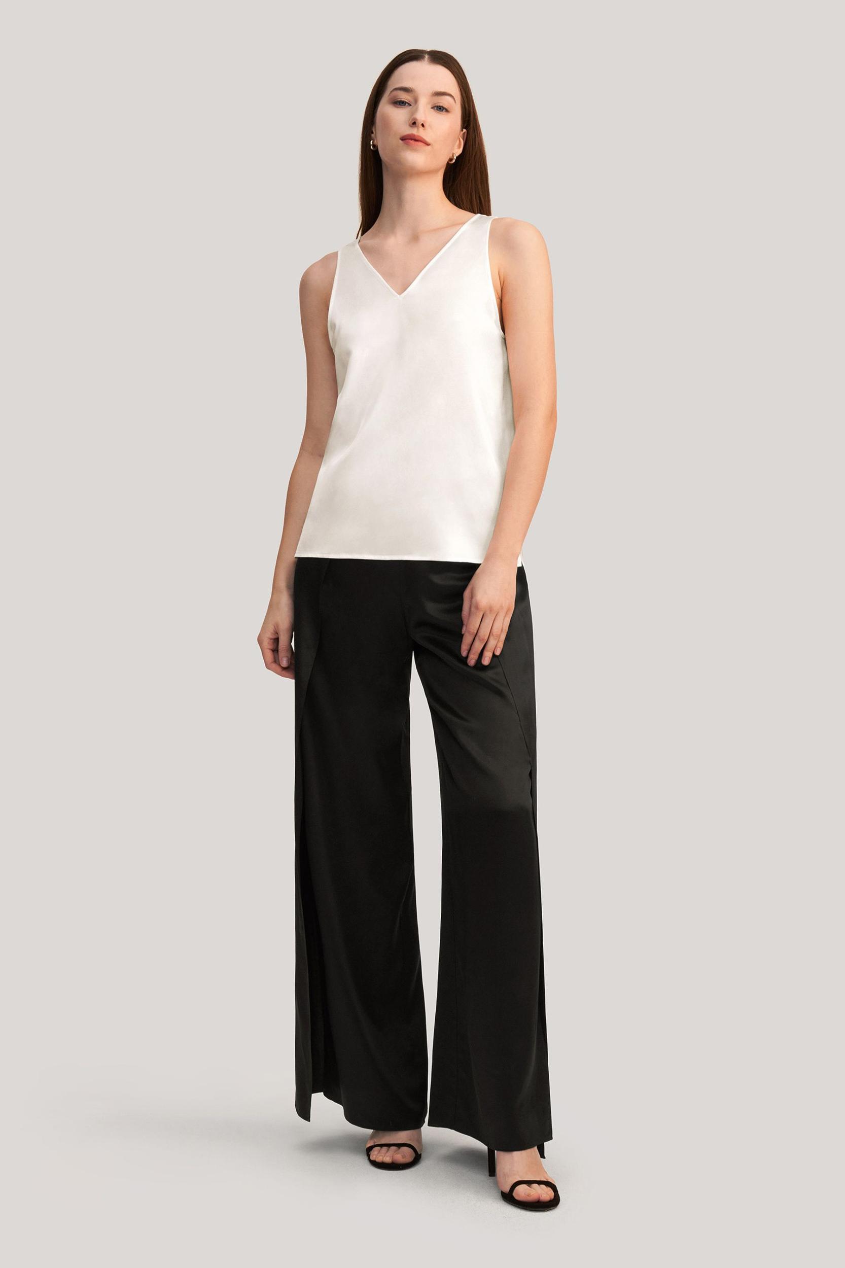 V-Neck Sleeveless Silk Tank Top Product Image