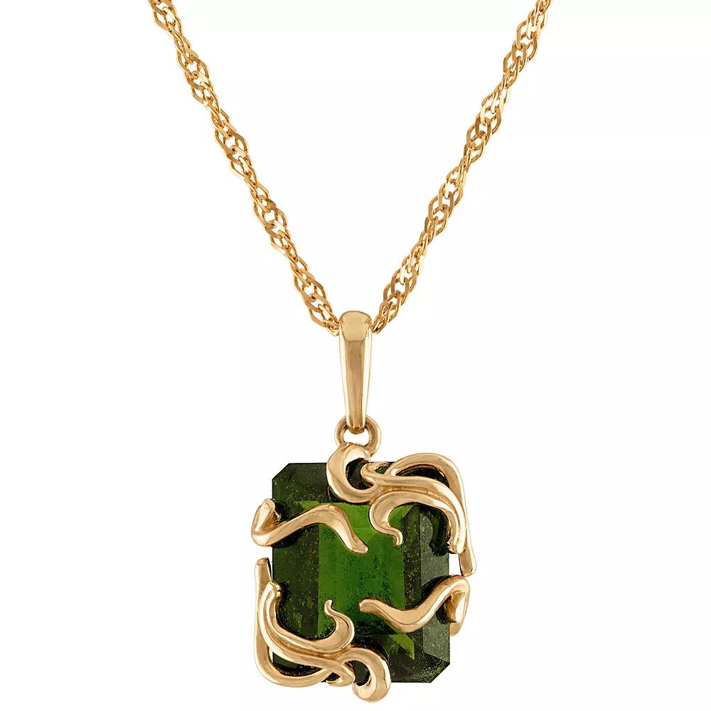 Tiara 10k Gold Chrome Diopside Medusa Pendant Necklace, Womens Product Image