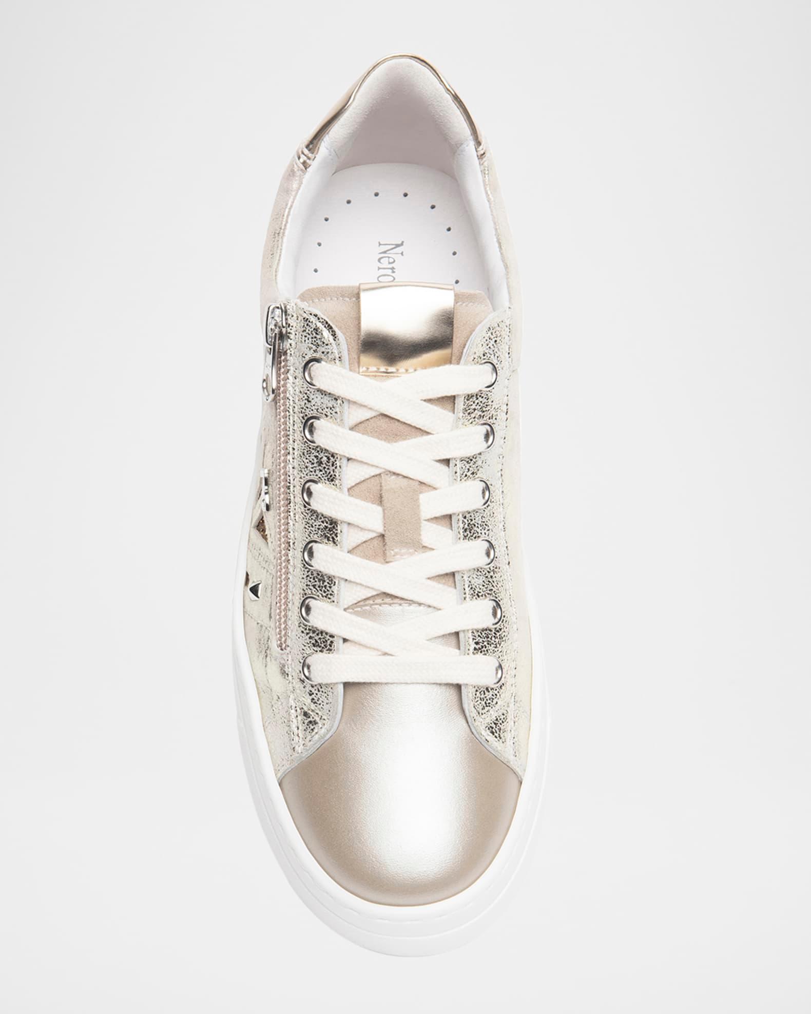 Metallic Leather Side-Zip Sneakers Product Image