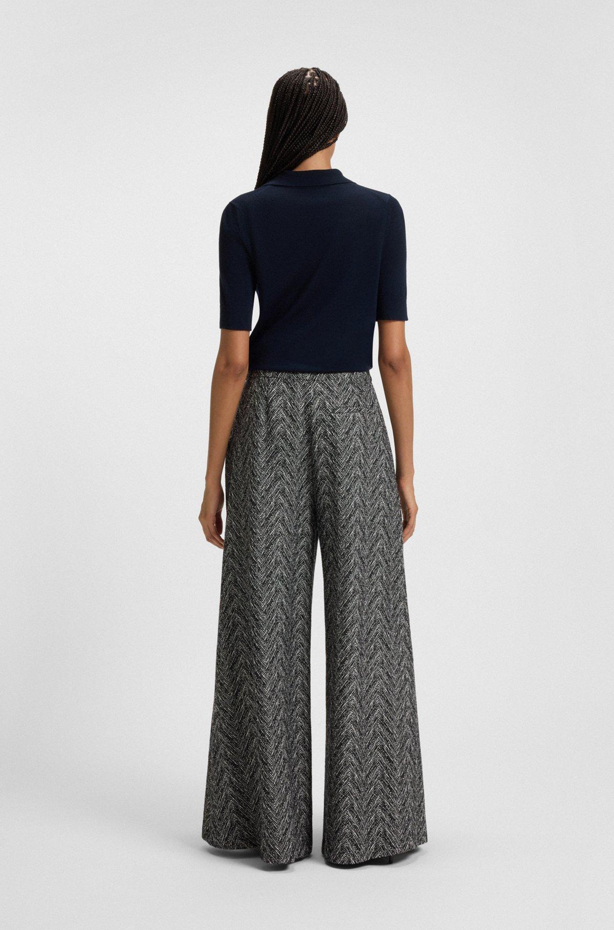 Regular-fit wide-leg trousers in herringbone tweed Product Image