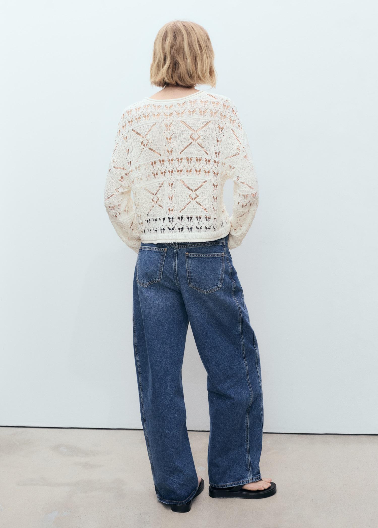 Oversized openwork knitted sweater - Women | MANGO USA Product Image