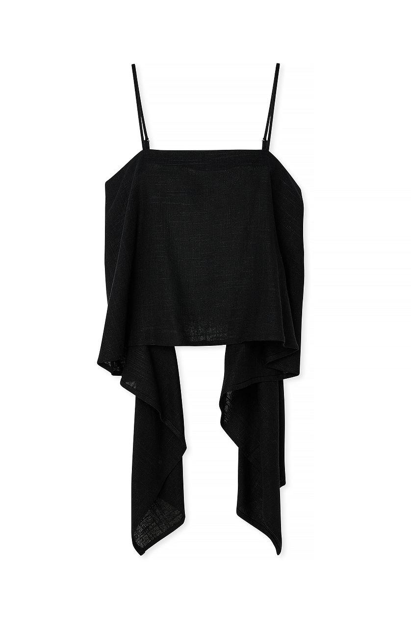 Open Back Linen Blend Strap Top Product Image