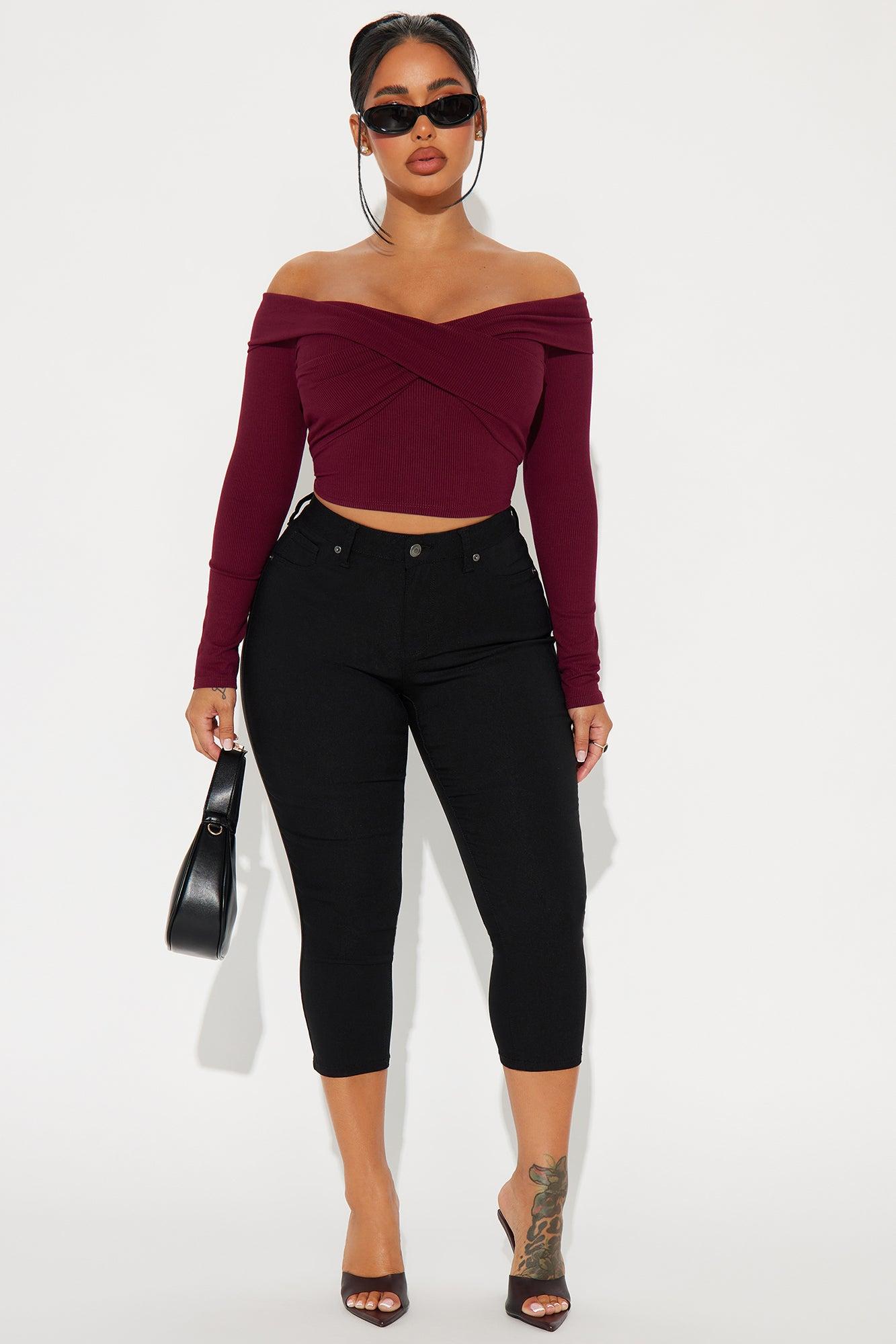 Brittany Off Shoulder Top - Wine Product Image