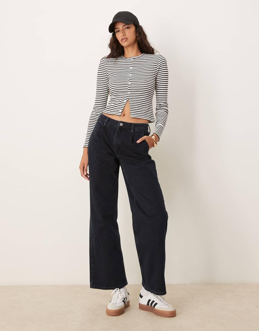 Miss Selfridge button down rib stripe cardigan Product Image