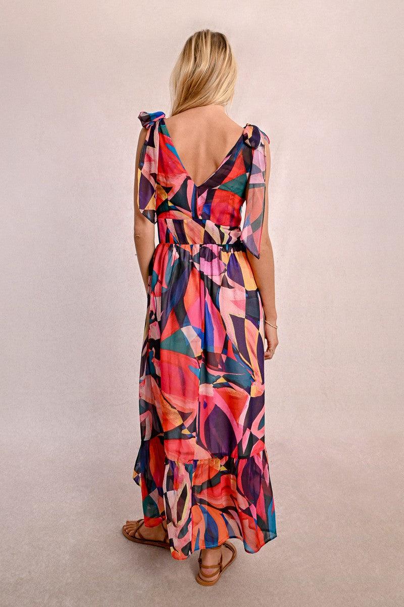 PRINTED SEMI-SHEER MAXI DRESS Product Image