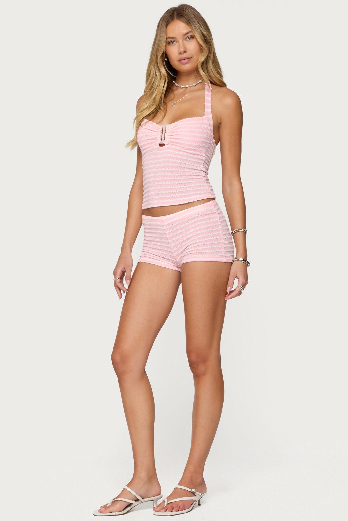 Lovina Textured Striped Micro Shorts Product Image