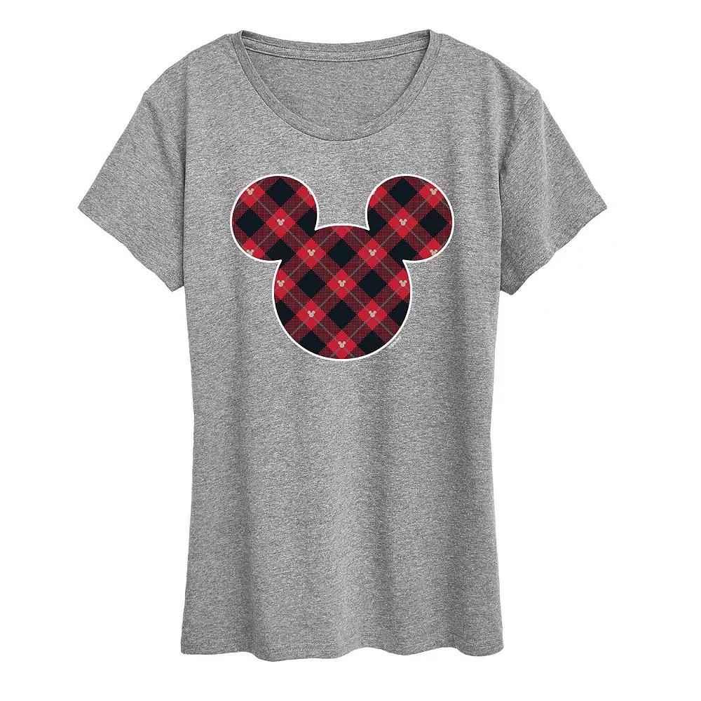 Disney's Mickey Mouse Women's Plaid Silhouette Graphic Tee, Girl's,  Product Image