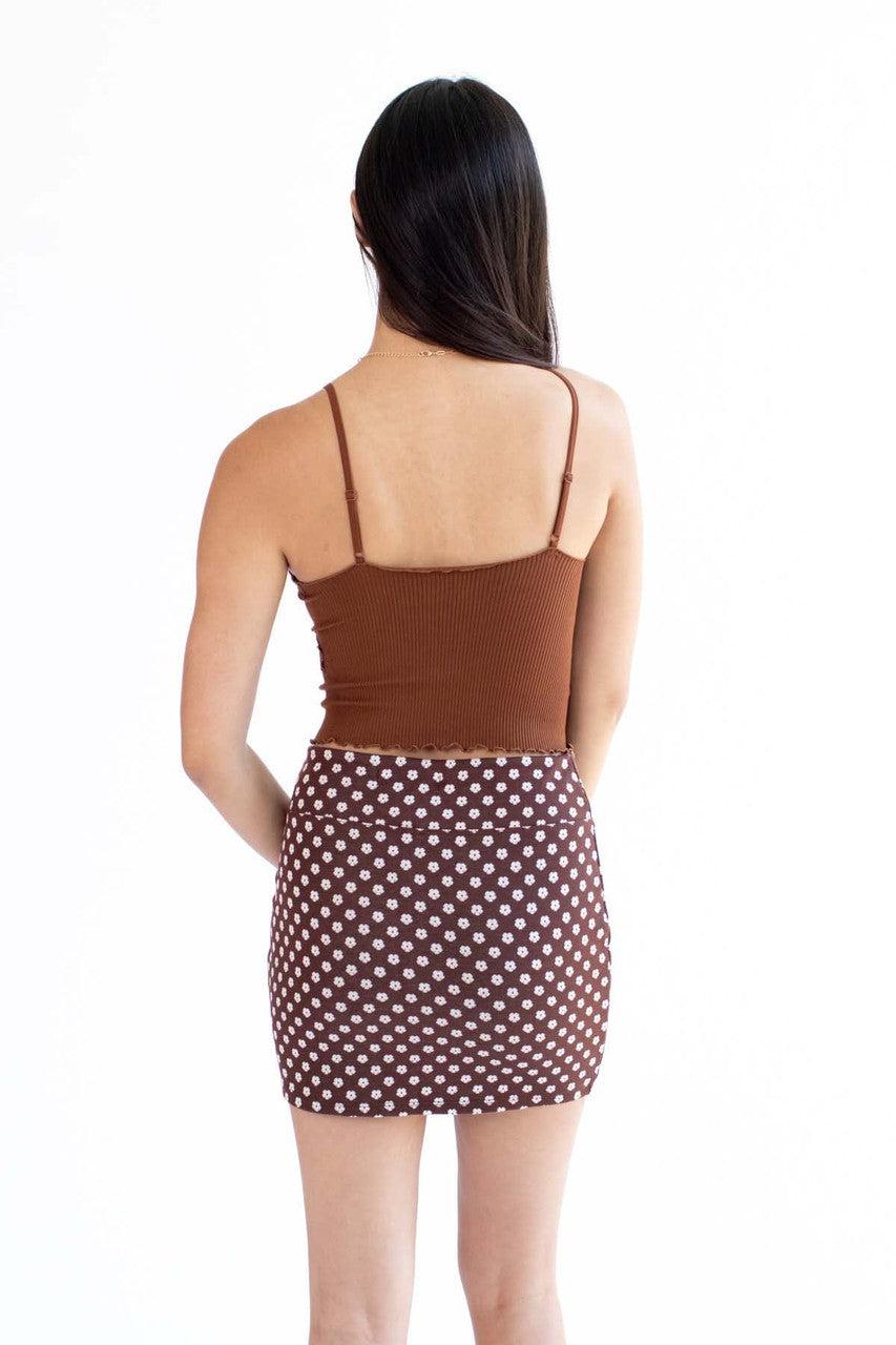 Chestnut Lace Trimmed Ribbed Cami Product Image