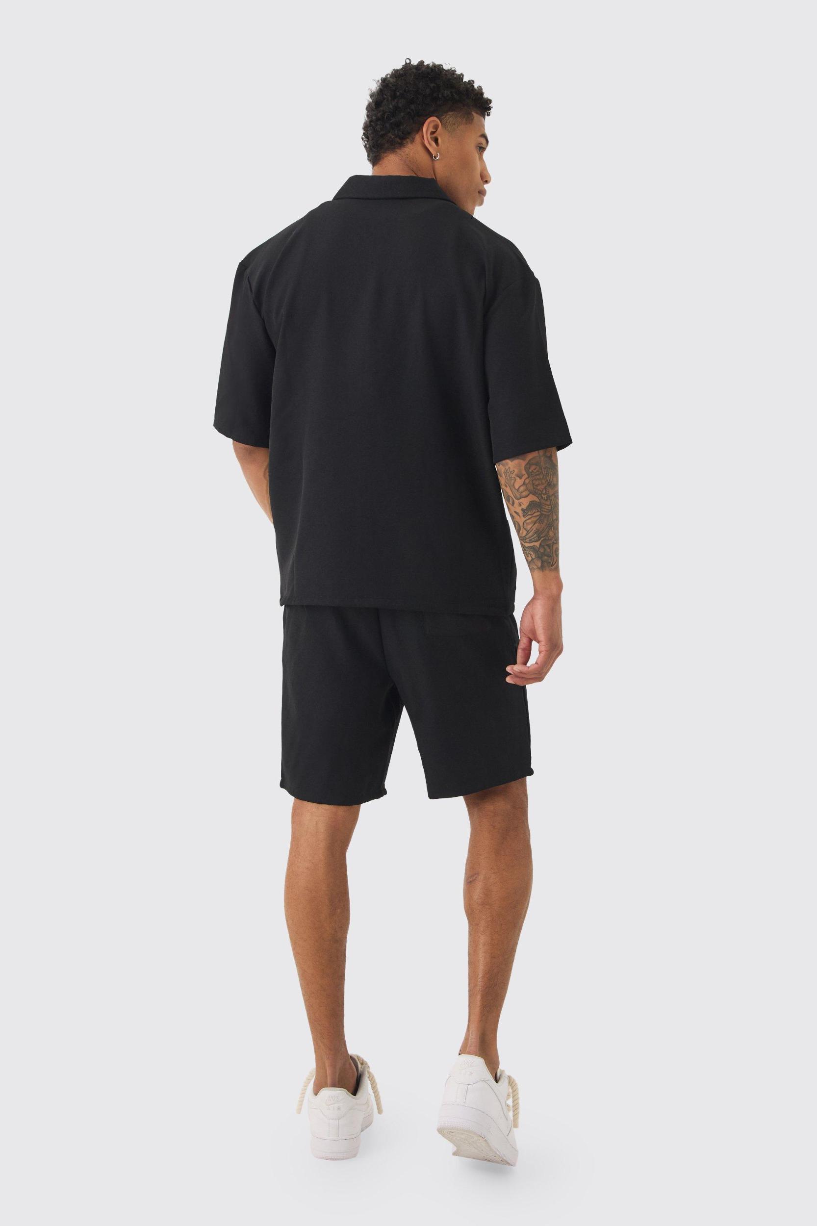 Oversized Linen Deep Pocket Shirt & Short Set | boohooMAN USA Product Image