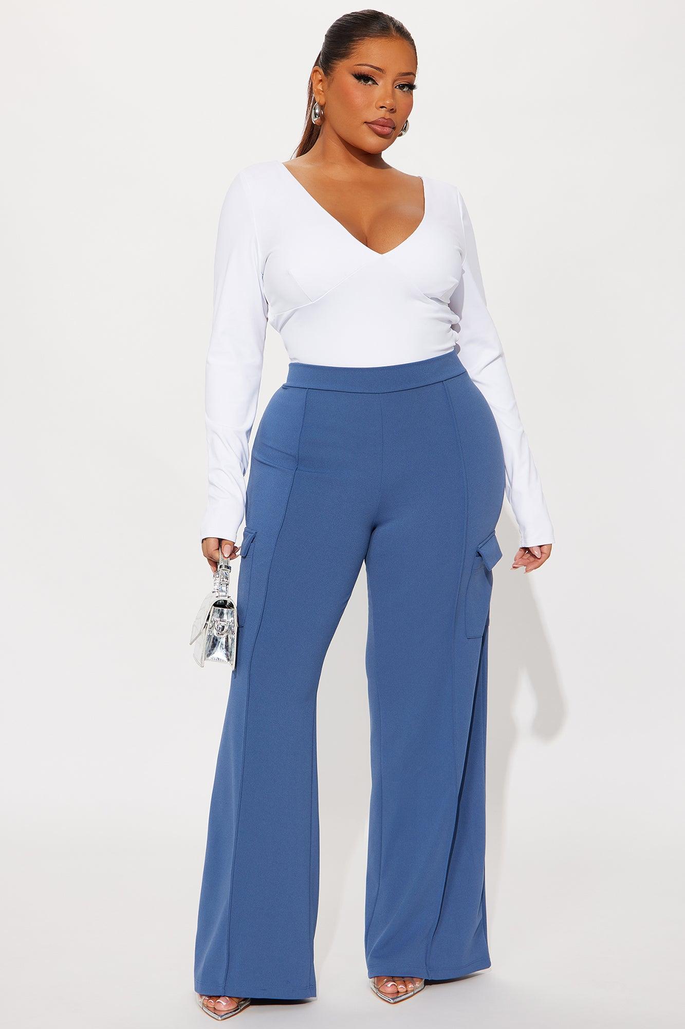 Tara Wide Leg CargoTrouser Pant - Slate Blue Female Product Image