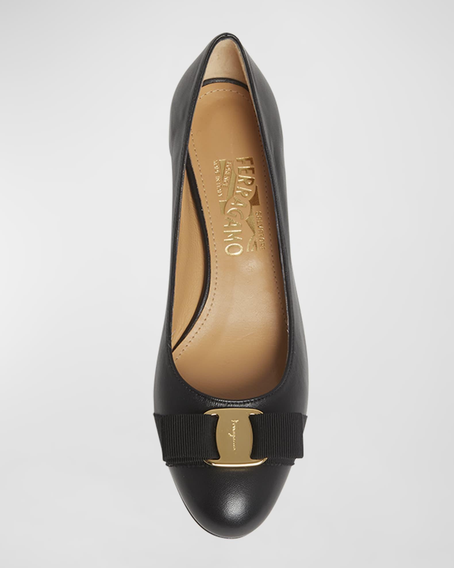 Vara Leather Bow Low Pumps Product Image