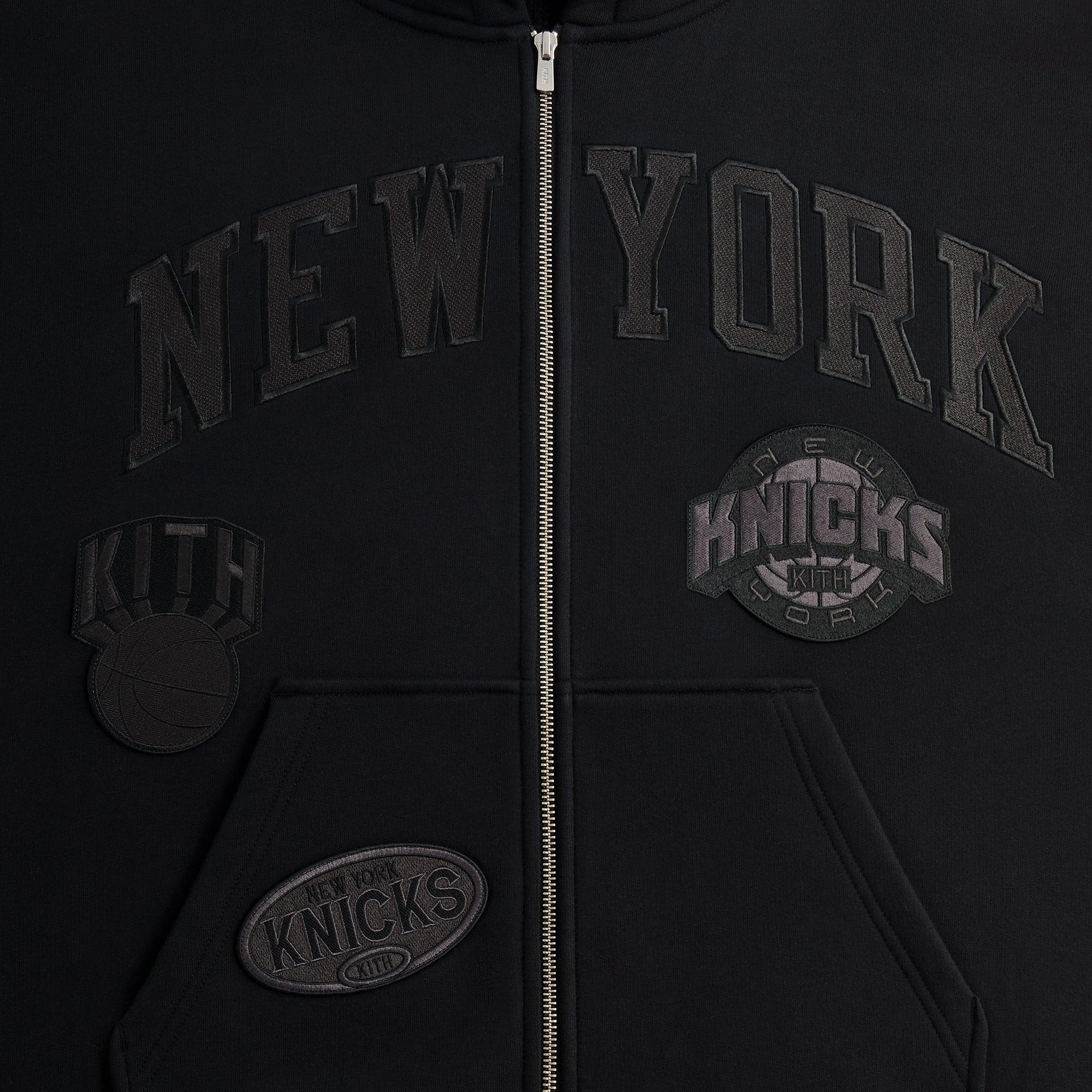 Kith for the New York Knicks Mash Up Cropped Braxton Vintage Hoodie - Black Male Product Image