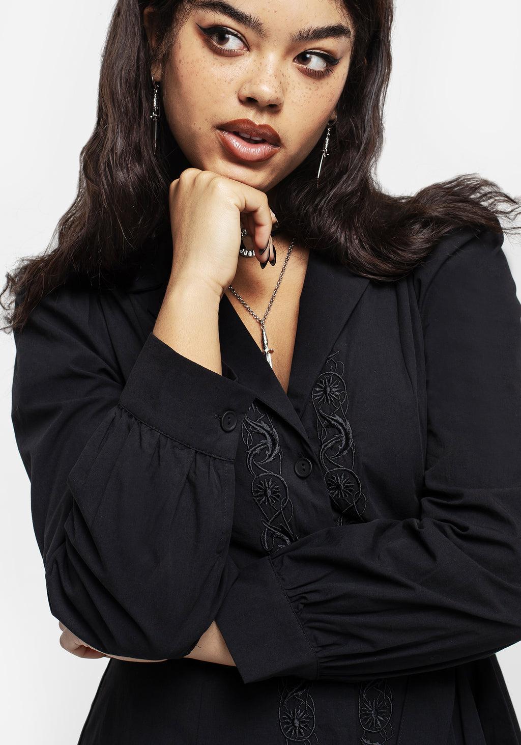 Letavia Embroidered Mini Shirt Dress Product Image