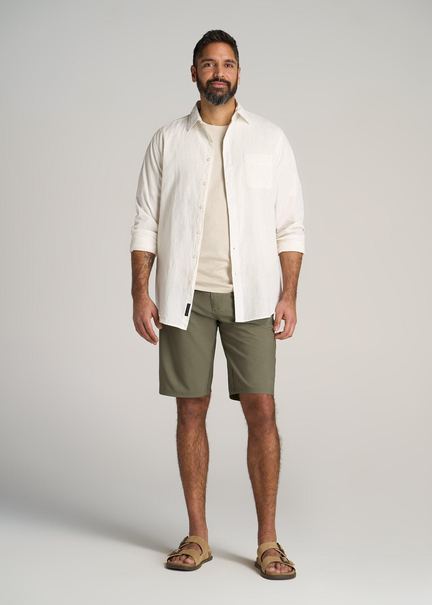 Hybrid Shorts for Tall Men in Olive Product Image