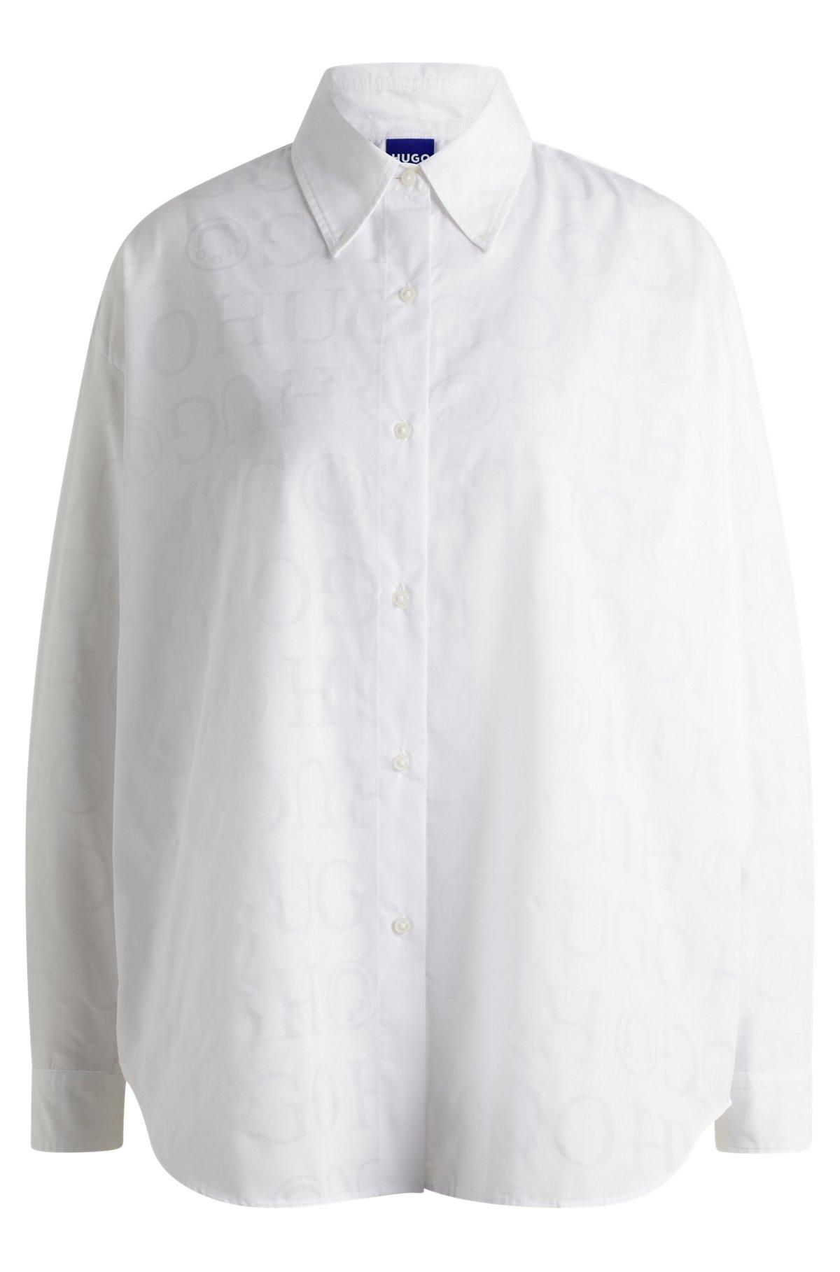 Oversize-fit blouse with devoré logo print Product Image