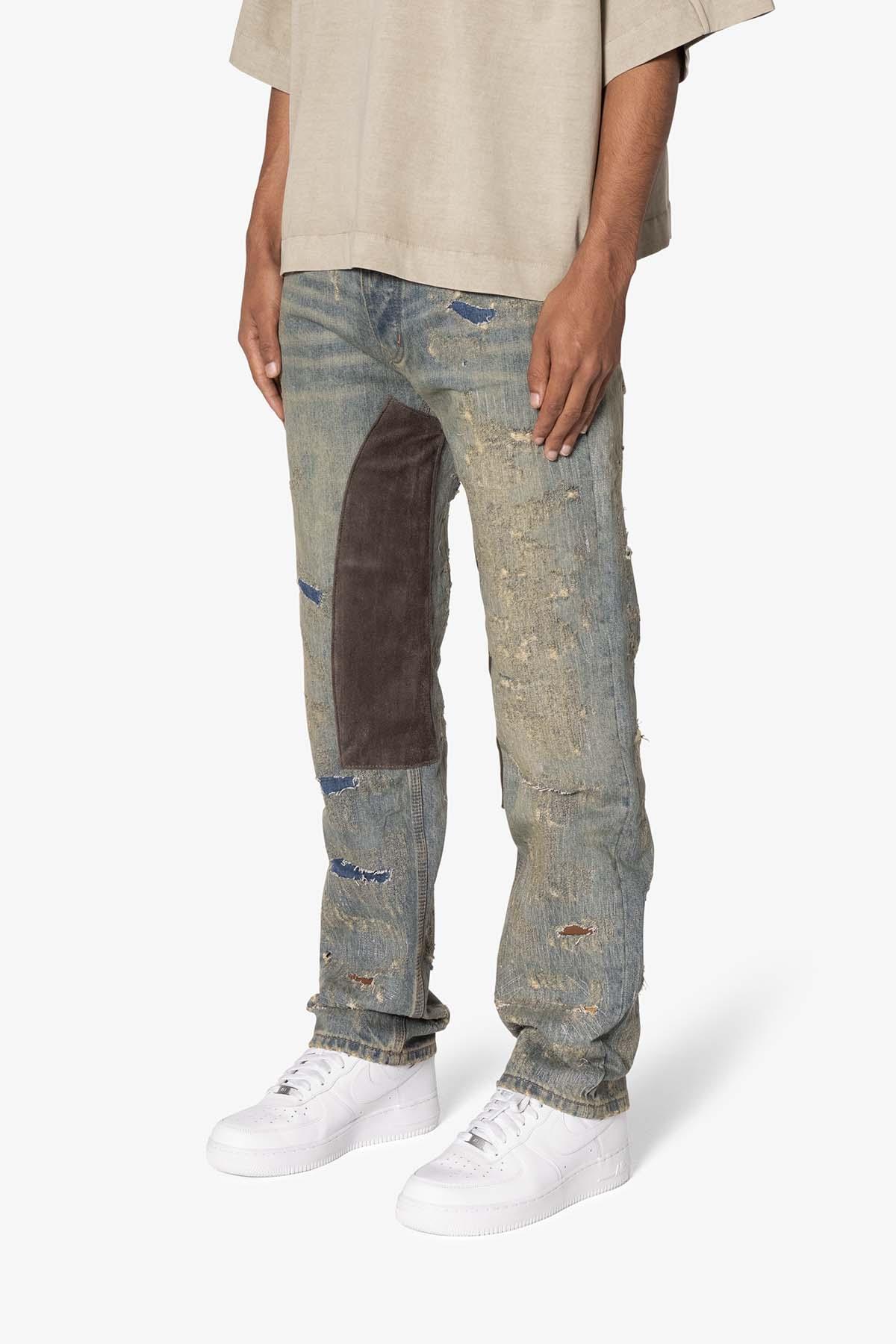 V613 Distressed Saddle Denim - Blue Product Image