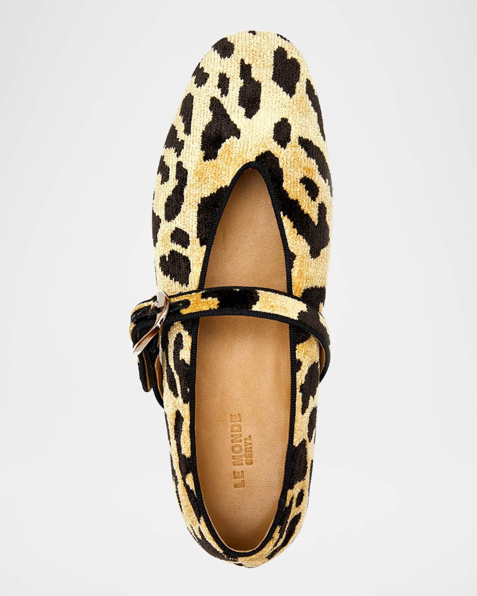 Stella Leopard Velvet Ballerina Flats Product Image