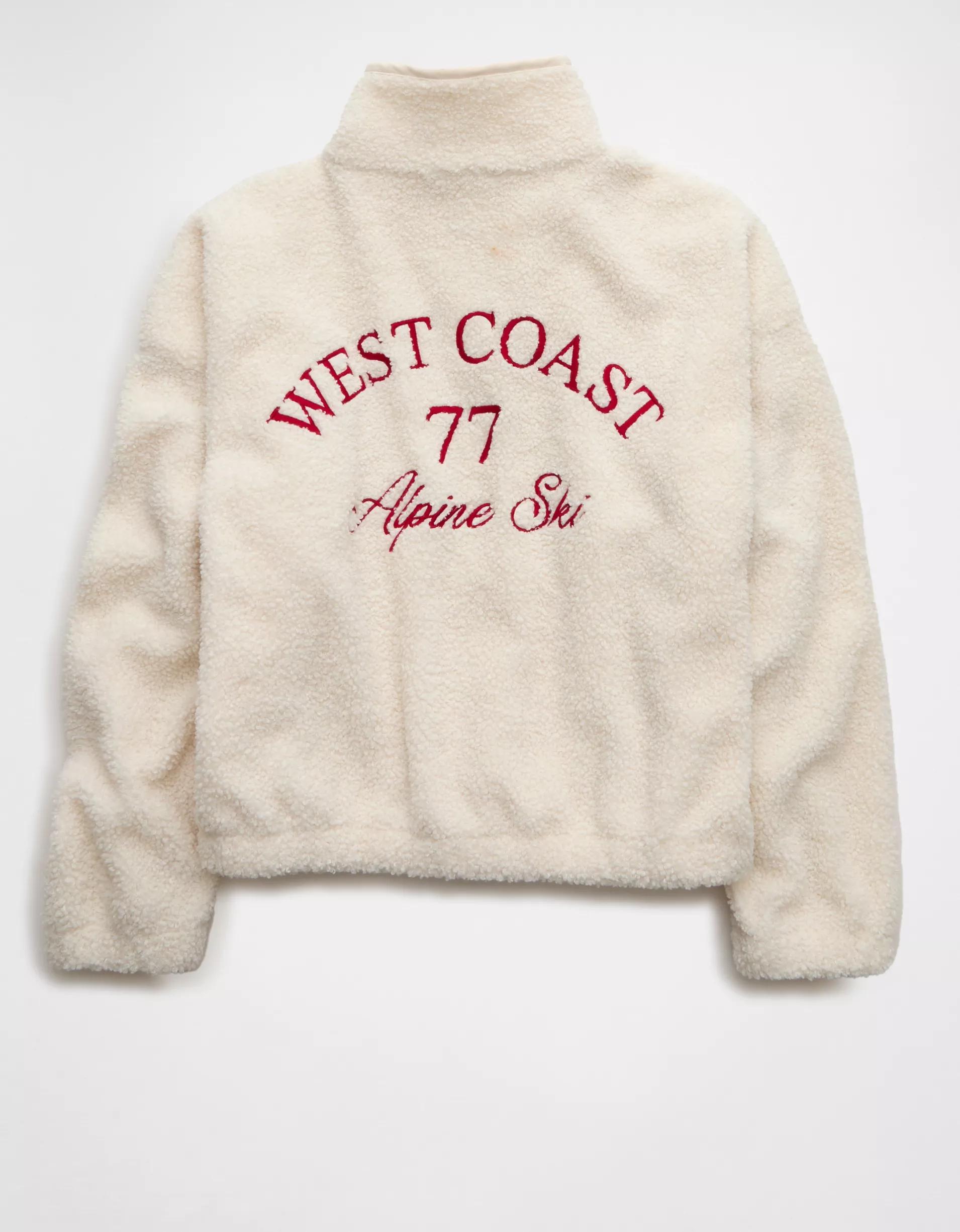 AE Sherpa Fleece Graphic Henley Sweatshirt Product Image