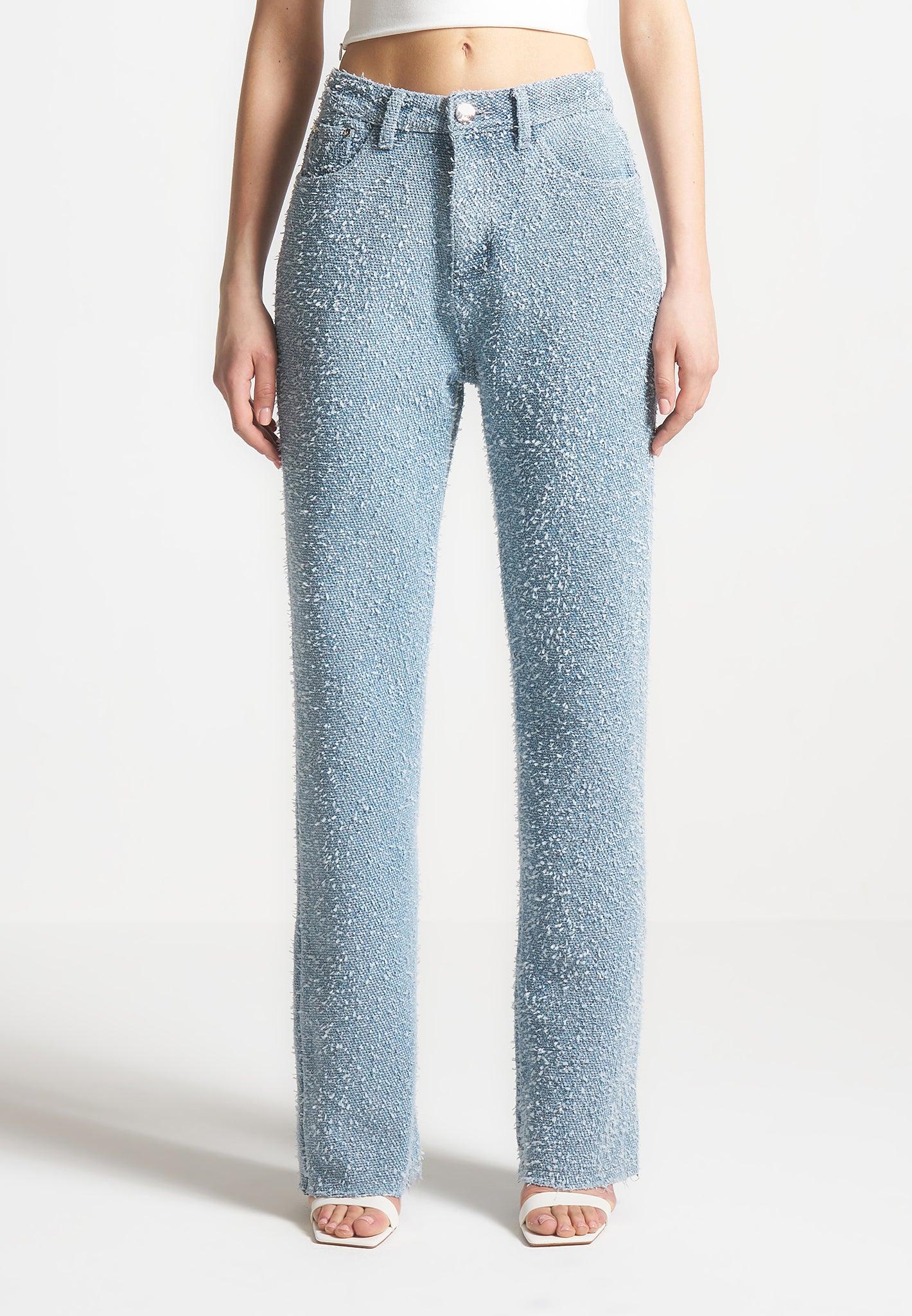 Sara - Boucle Straight Leg Jeans - Light Blue Female Product Image