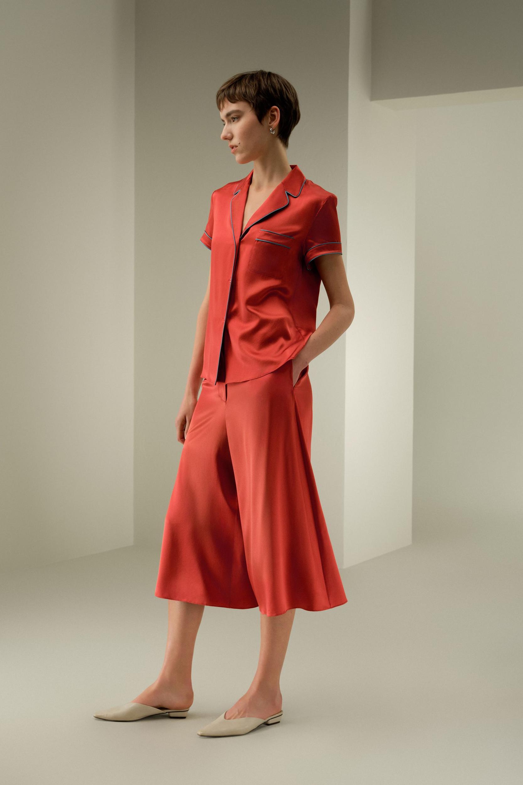 LSxES Contrast-Trimmed Silk Shirt Product Image