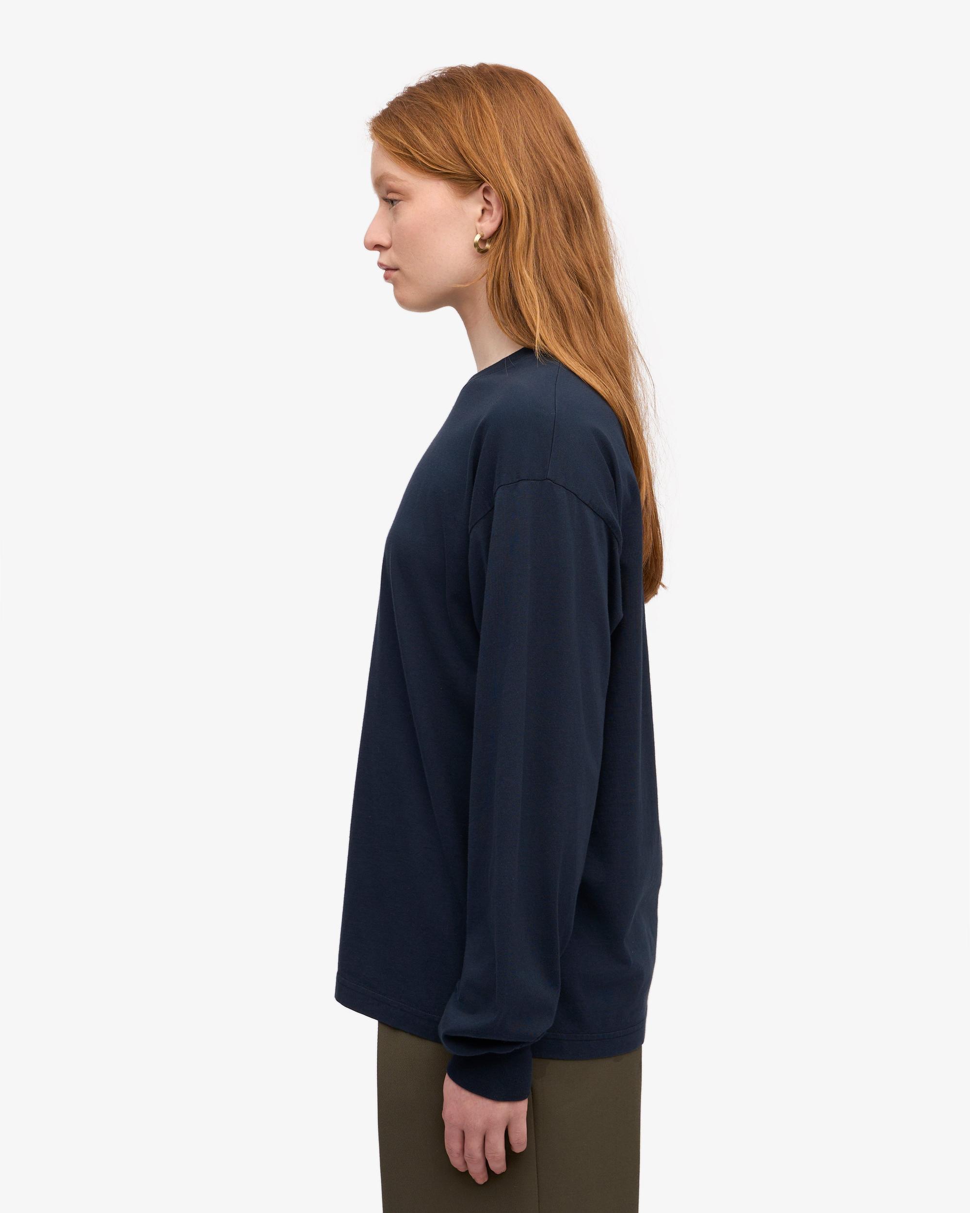 Oversized Organic LS T-Shirt - Navy Blue Product Image