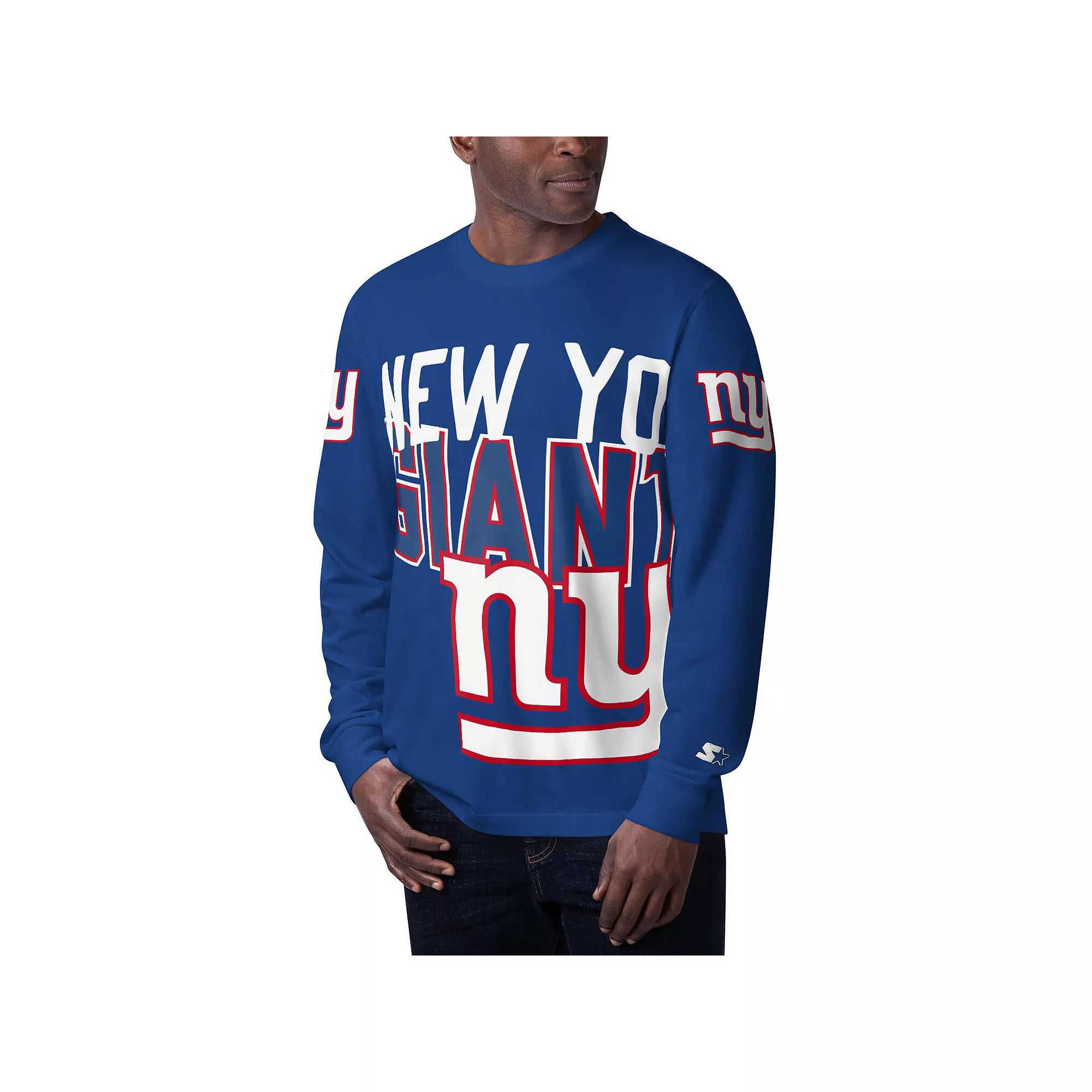 Men's Starter Royal New York Giants Clutch Hit Long Sleeve T-Shirt,  Product Image