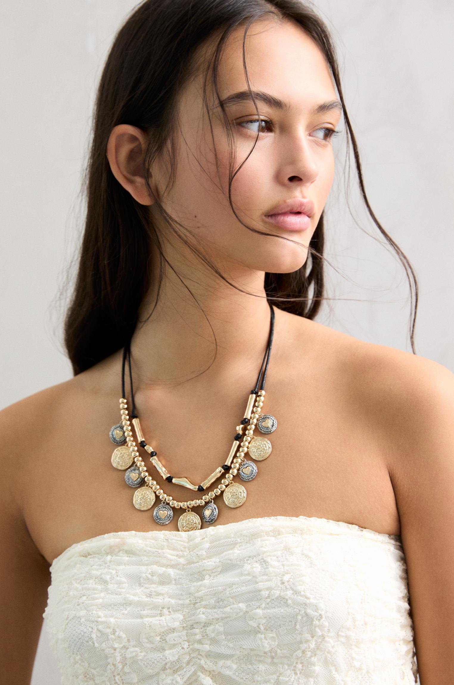 Metallic coin necklace Product Image