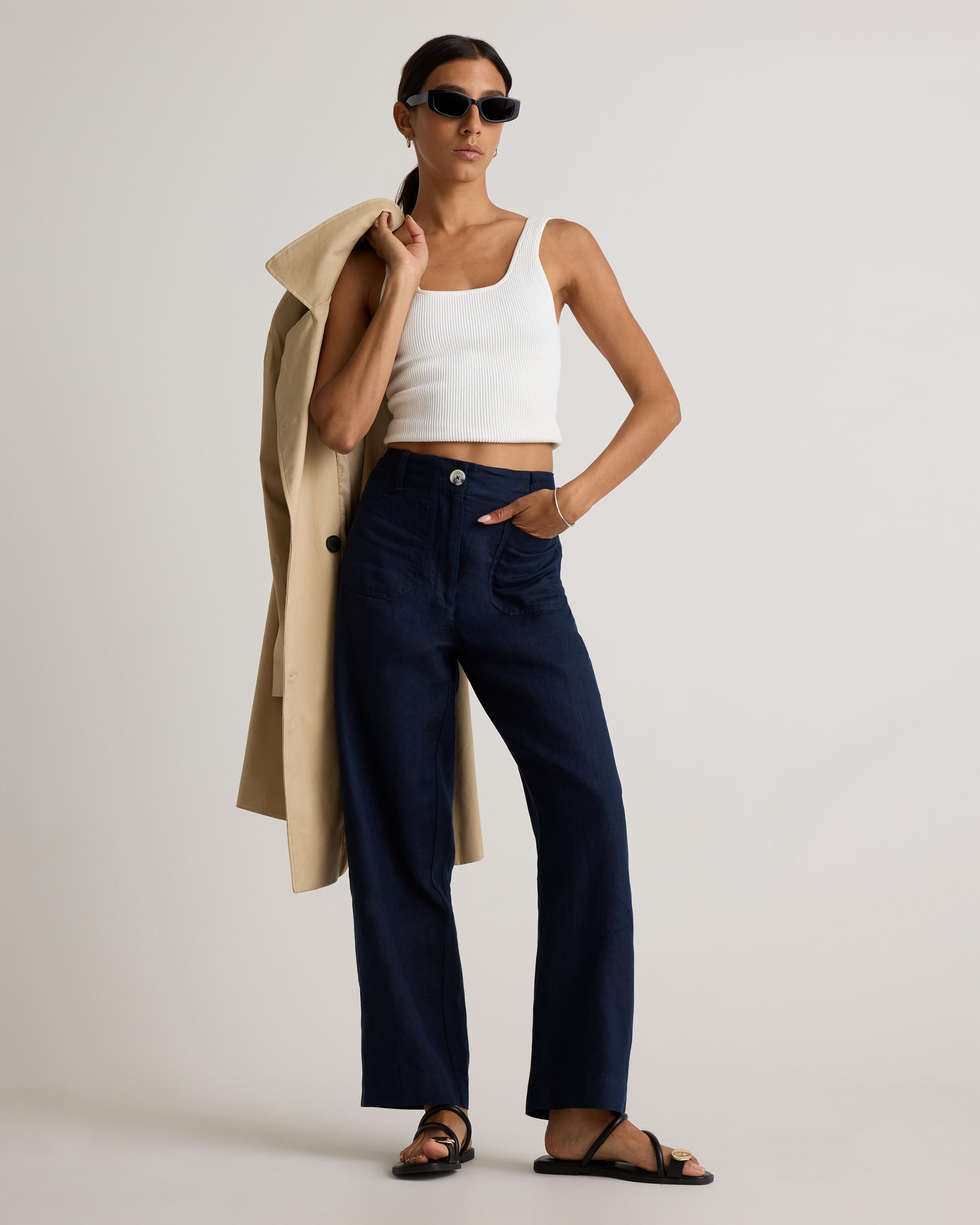 Quince | Women's 100% European Linen Patch Pocket Wide Leg Pants Product Image