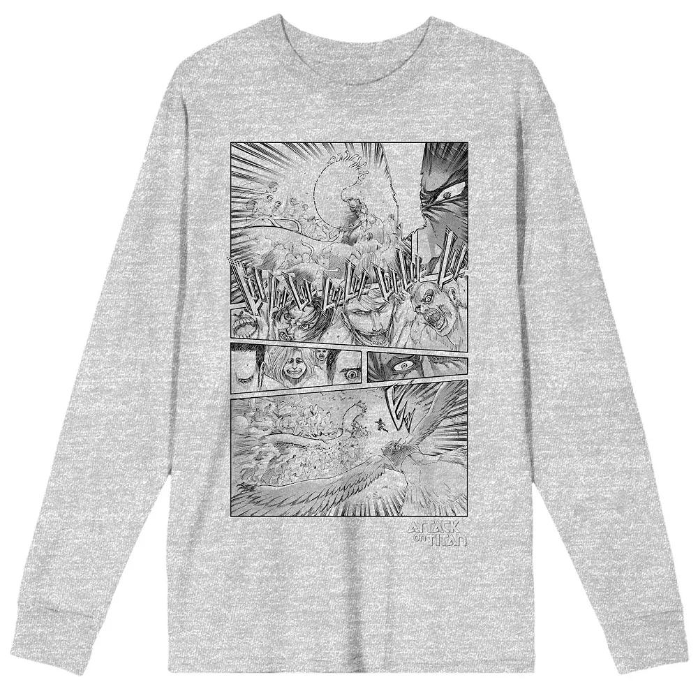 Men's Attack On Titan Art Drawing Long Sleeve Tee,  Product Image