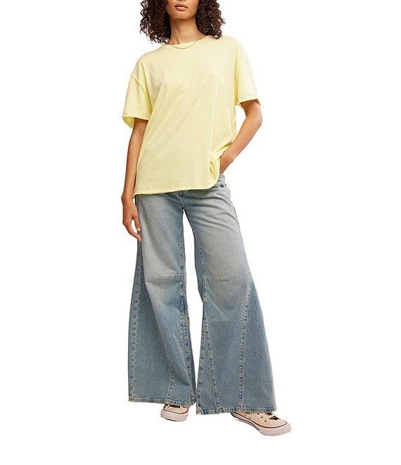 Free People Nina Short Sleeve Raw Edge Crew Neck Boxy Tee Shirt Product Image