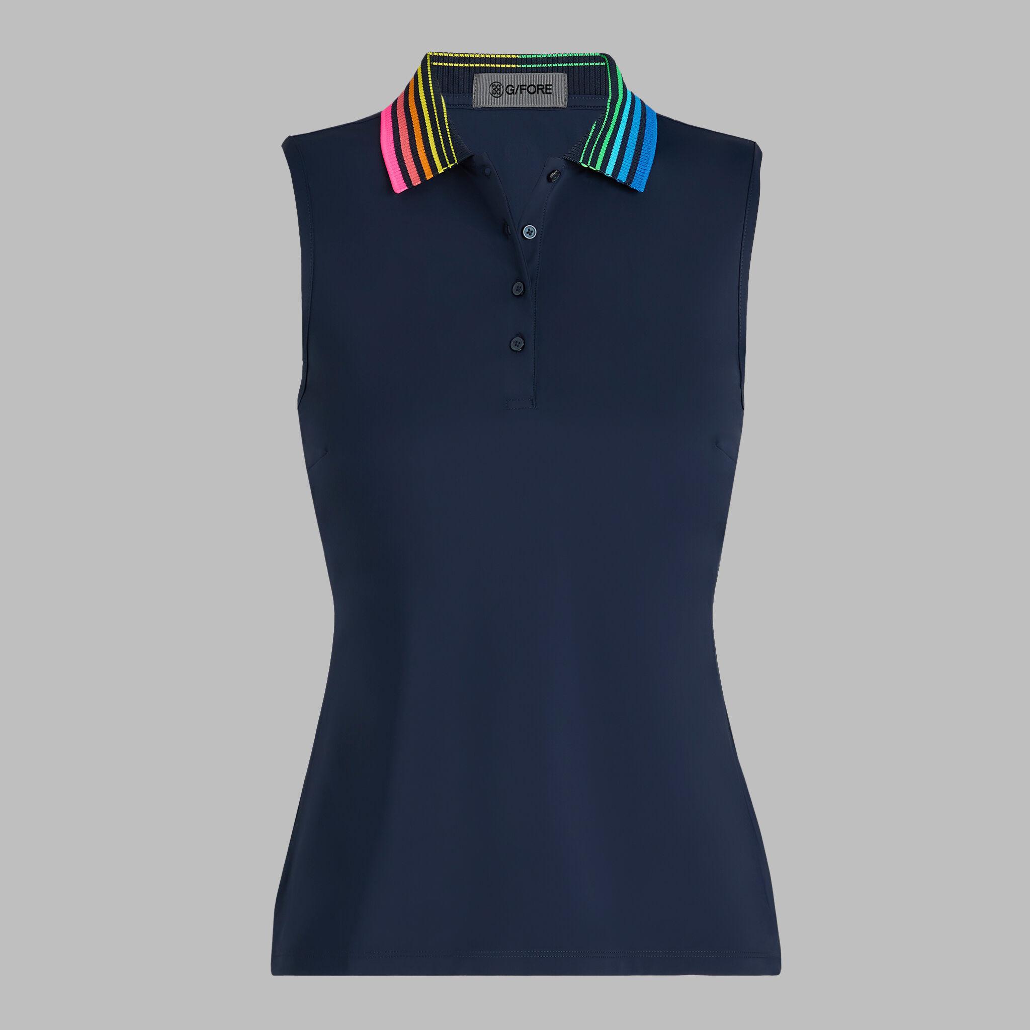 GRADIENT COLLAR SILKY TECH NYLON SLEEVELESS POLO Product Image