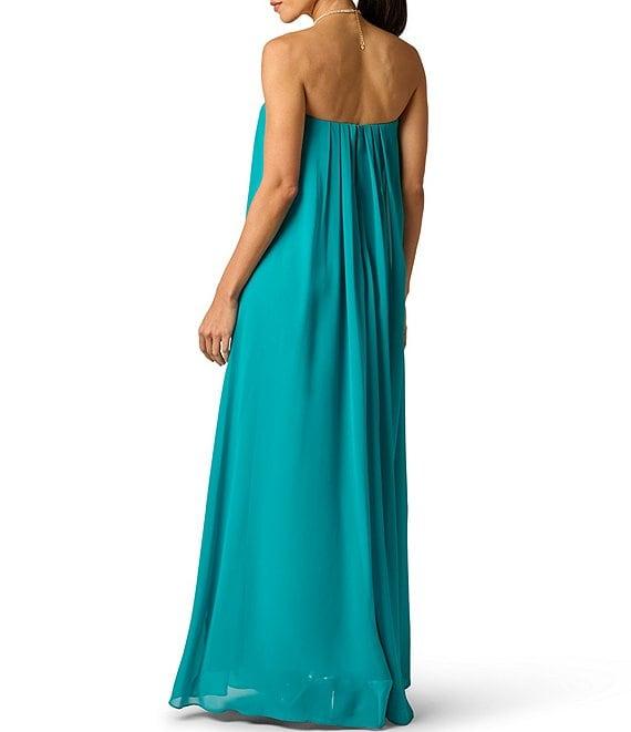 Adrianna Evening by Adrianna Papell Chiffon Pleated Strapless Sheath Long Dress Product Image