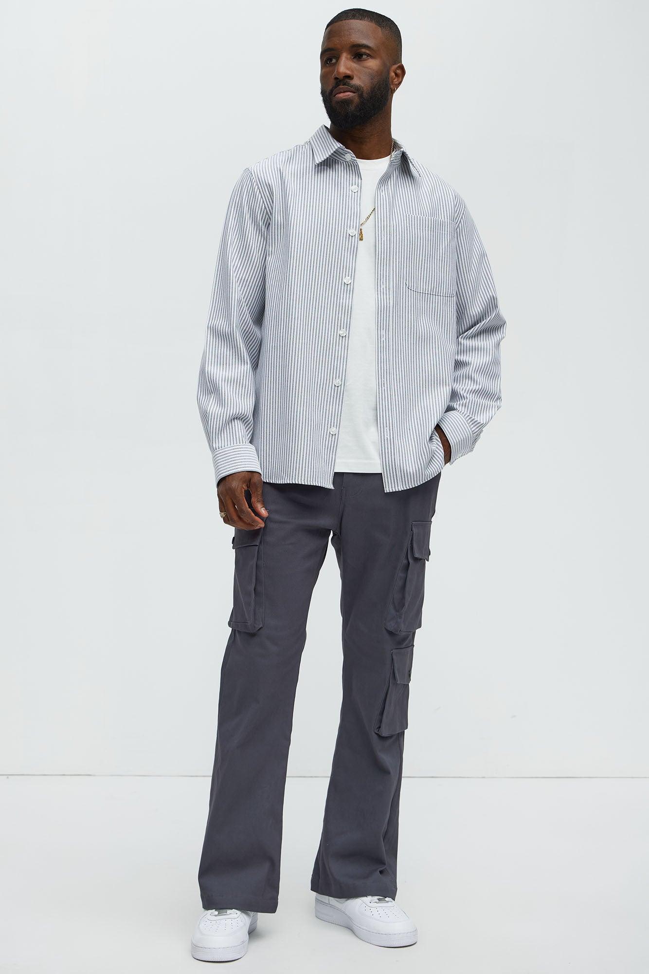 Stacked Skinny Flare 3 Way Cargo Pants - Grey Male Product Image