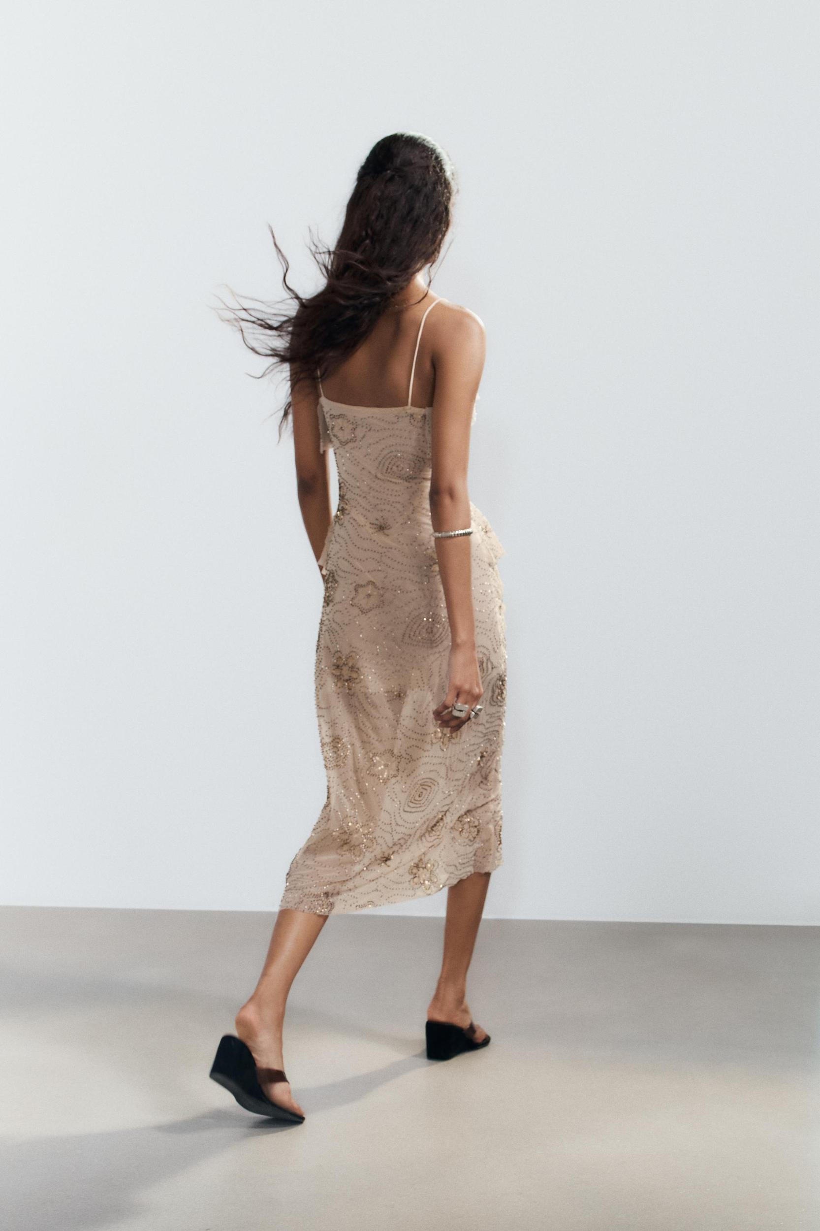 SHIMMERING RUFFLED MIDI DRESS Product Image