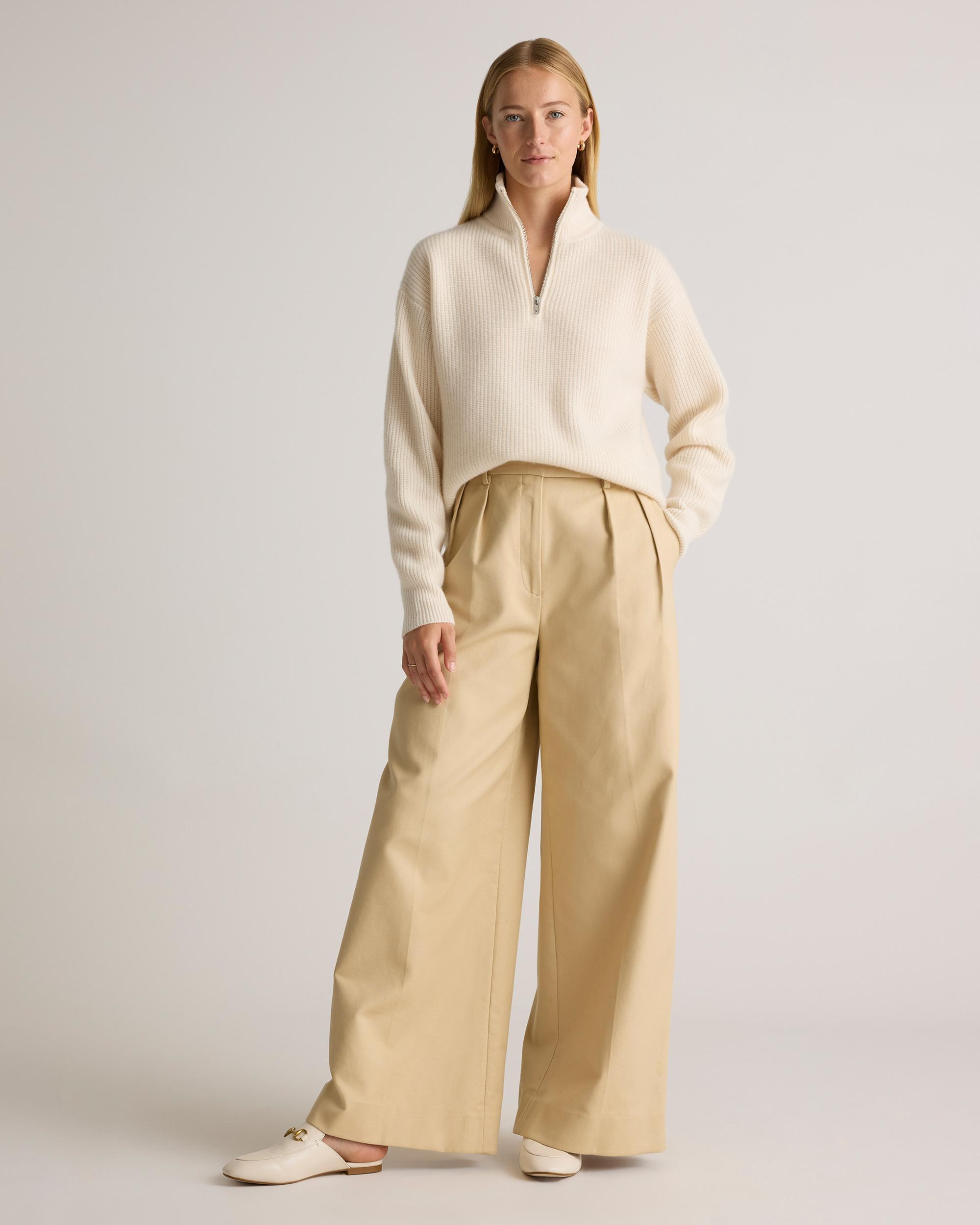 Quince | Women's Mongolian Cashmere Fisherman Quarter Zip Sweater Size XS Product Image