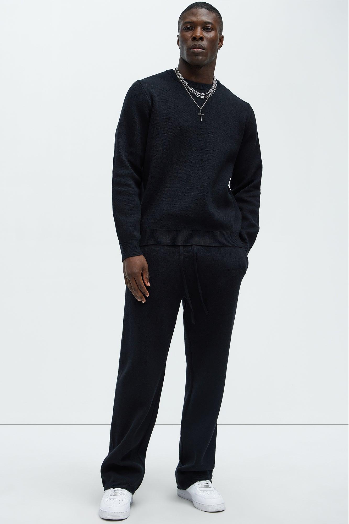 Recline Sweater Knit Sweatpants - Black Product Image